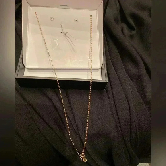 Cubic Zirconia Circle Pendant Necklace & White Lab Created Sapphire Studs - Picture 3 of 3